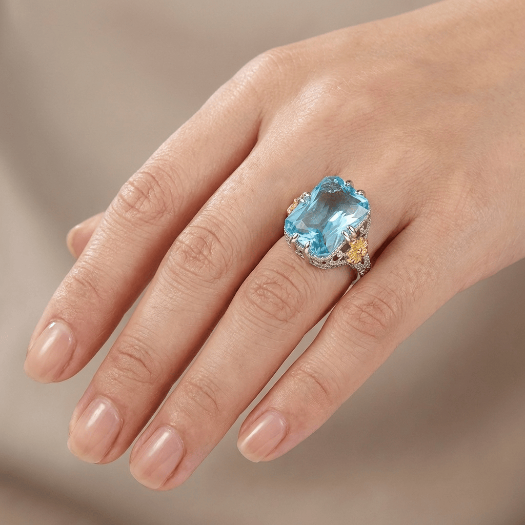 Gold Aquamarine Vintage Ring by Rose & Oliver - product image 2