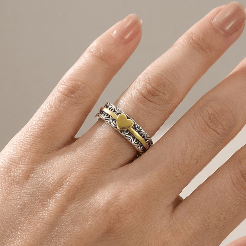 Handmade Gold Heart Band Ring by Rose & Oliver - product image 2