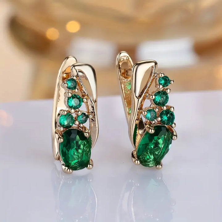 Gold Emerald Cluster Drop Earrings by Rose & Oliver - product image 1