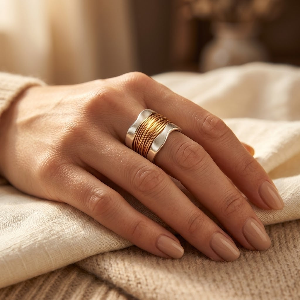 Silver and Gold Wrapped Ring by Rose & Oliver - product image 2