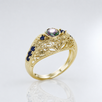 Gold Opal Sapphire Vintage Ring by Rose & Oliver - product image 1